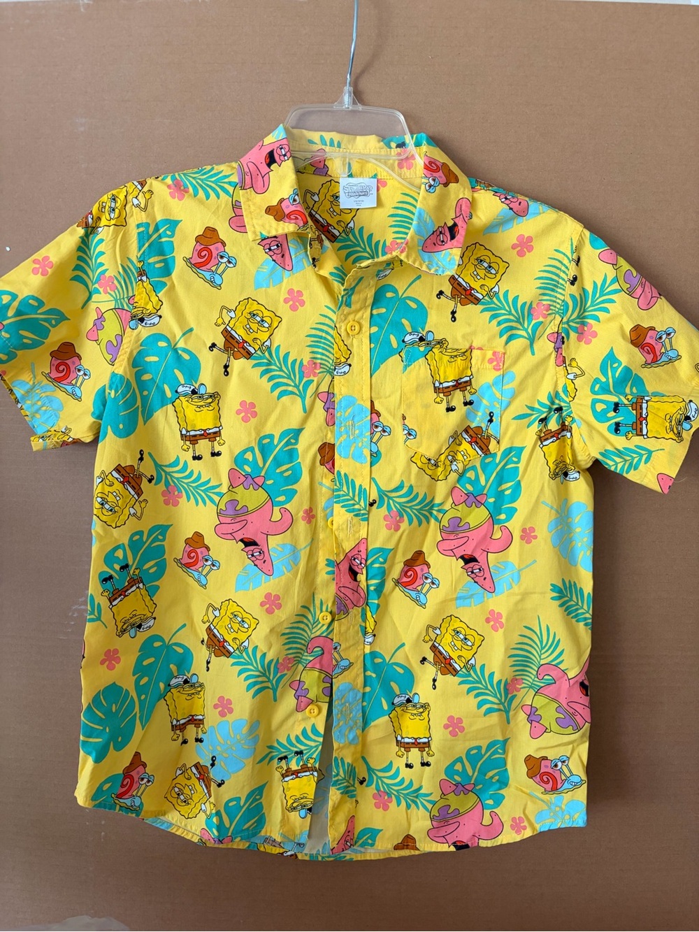 SpongeBob Squarepants Yellow Tropical Button-Down Shirt boys